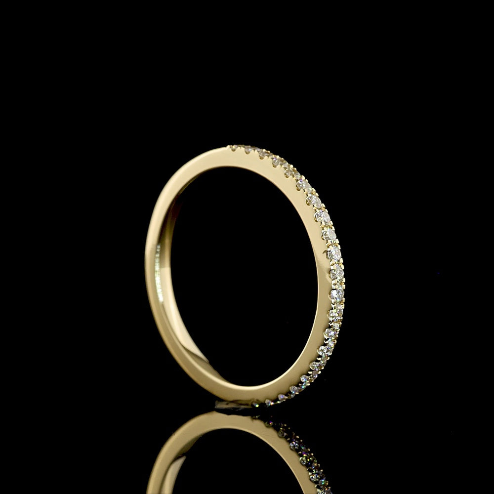 14K Yellow Gold Half Eternity Band with Pave-Set Round Lab Diamonds - 0.25 Carats Total Diamond Weight - Covaloro Fine Jewelry