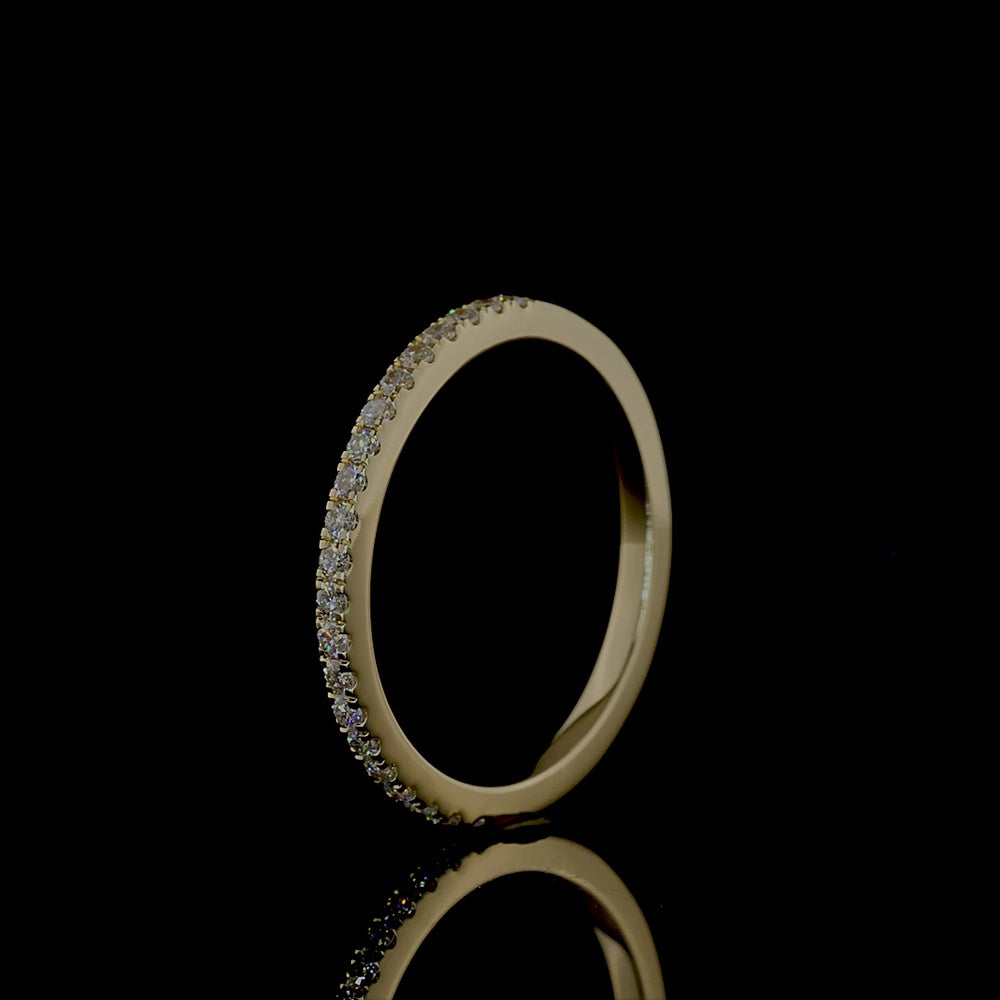 14K Yellow Gold Half Eternity Band with Pave-Set Round Lab Diamonds - 0.25 Carats Total Diamond Weight - Covaloro Fine Jewelry