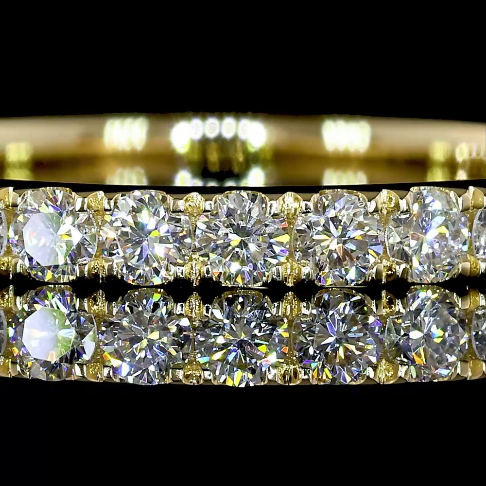 14K Yellow Gold Half Eternity Band with Pave Set Round Lab Diamonds - 0.55 Carat Total Weight - Covaloro Fine Jewelry