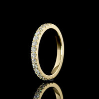14K Yellow Gold Half Eternity Band with Pave Set Round Lab Diamonds - 0.55 Carat Total Weight - Covaloro Fine Jewelry