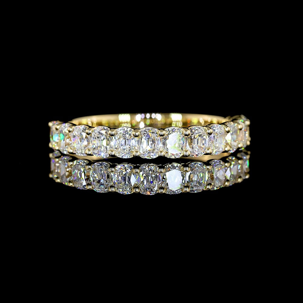 14K Yellow Gold Half Eternity Band with Prong Set Antique Cushion Cut Lab Diamonds - 1.21 Carat Total Diamond Weight - Covaloro Fine Jewelry