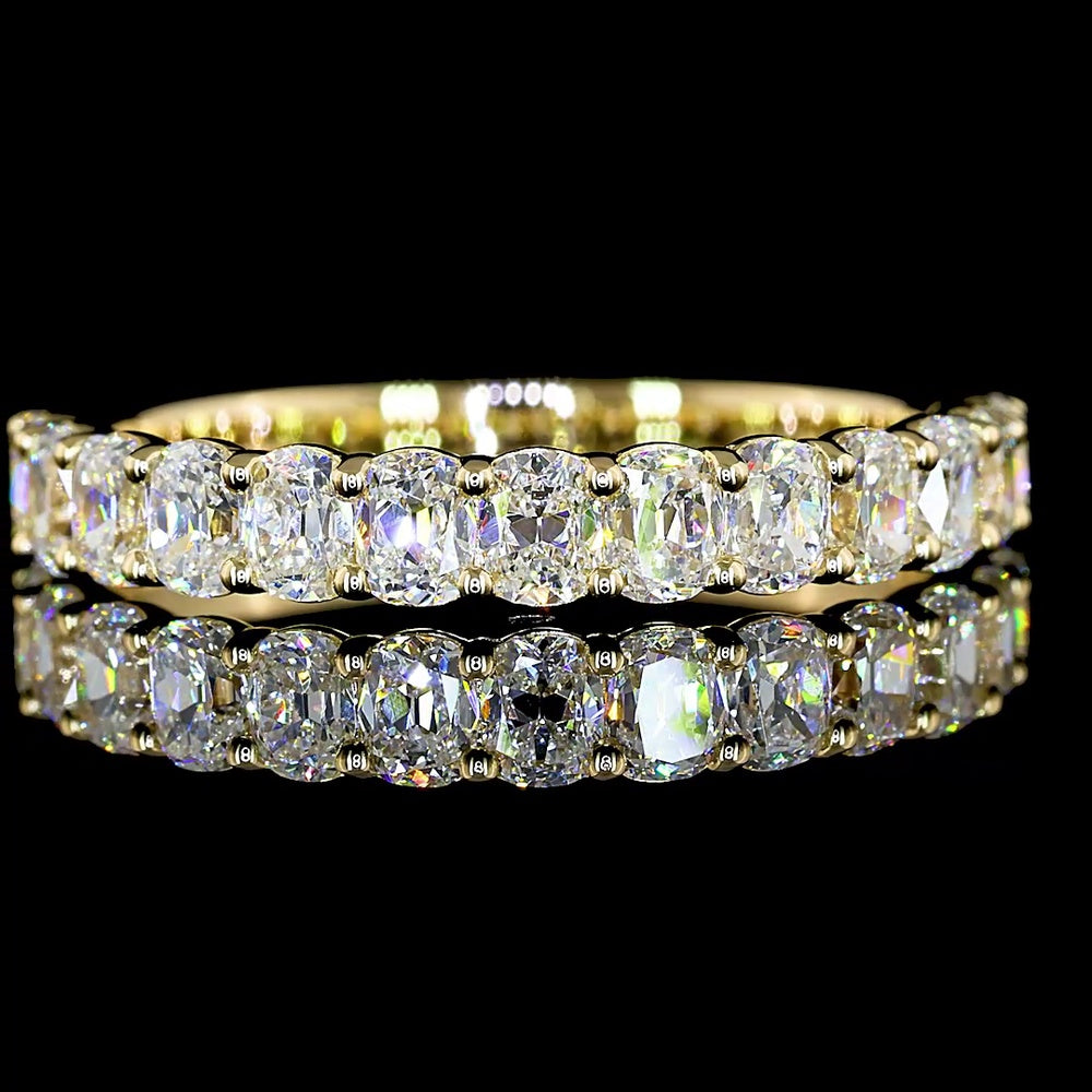 14K Yellow Gold Half Eternity Band with Prong Set Antique Cushion Cut Lab Diamonds - 1.21 Carat Total Diamond Weight - Covaloro Fine Jewelry