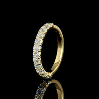 14K Yellow Gold Half Eternity Band with Prong Set Antique Cushion Cut Lab Diamonds - 1.21 Carat Total Diamond Weight - Covaloro Fine Jewelry