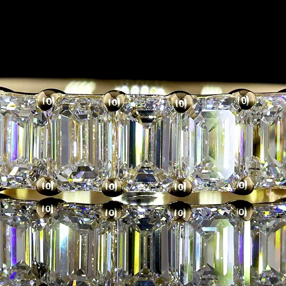 14K Yellow Gold Half Eternity Band with Prong Set Emerald Cut Lab Diamonds - 1.57 Carat Total Diamond Weight (E-F Color, VS1 Clarity) - Covaloro Fine Jewelry
