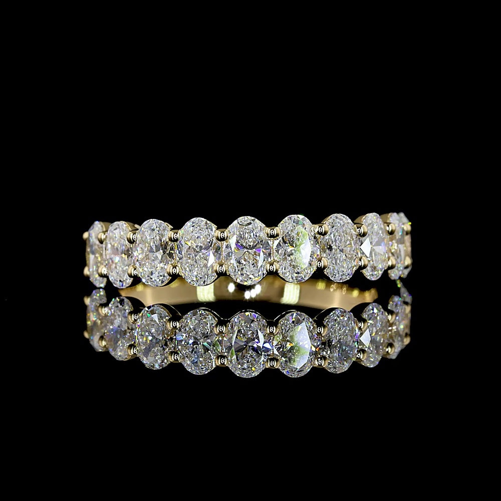 14K Yellow Gold Half Eternity Band with Prong-Set Oval Cut Lab Diamonds - 1.44 Carat Total Weight, E-F Color VS Clarity - Covaloro Fine Jewelry