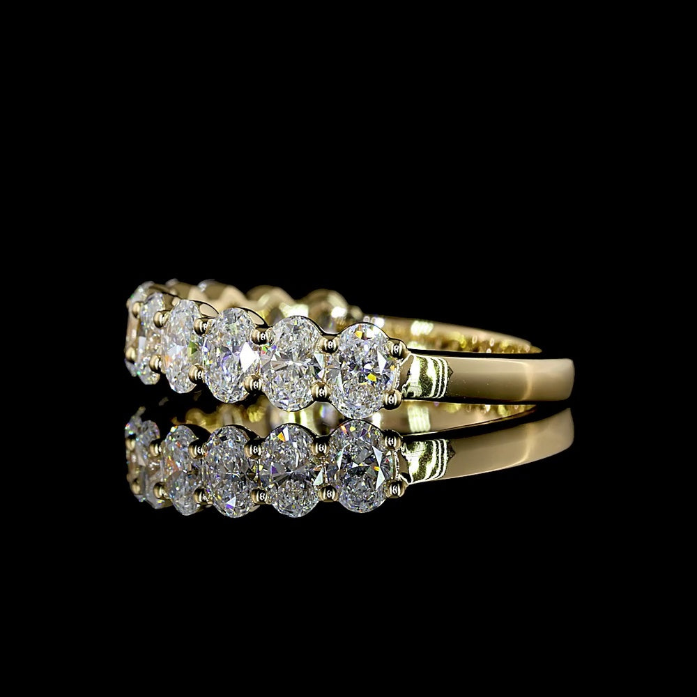14K Yellow Gold Half Eternity Band with Prong-Set Oval Cut Lab Diamonds - 1.44 Carat Total Weight, E-F Color VS Clarity - Covaloro Fine Jewelry