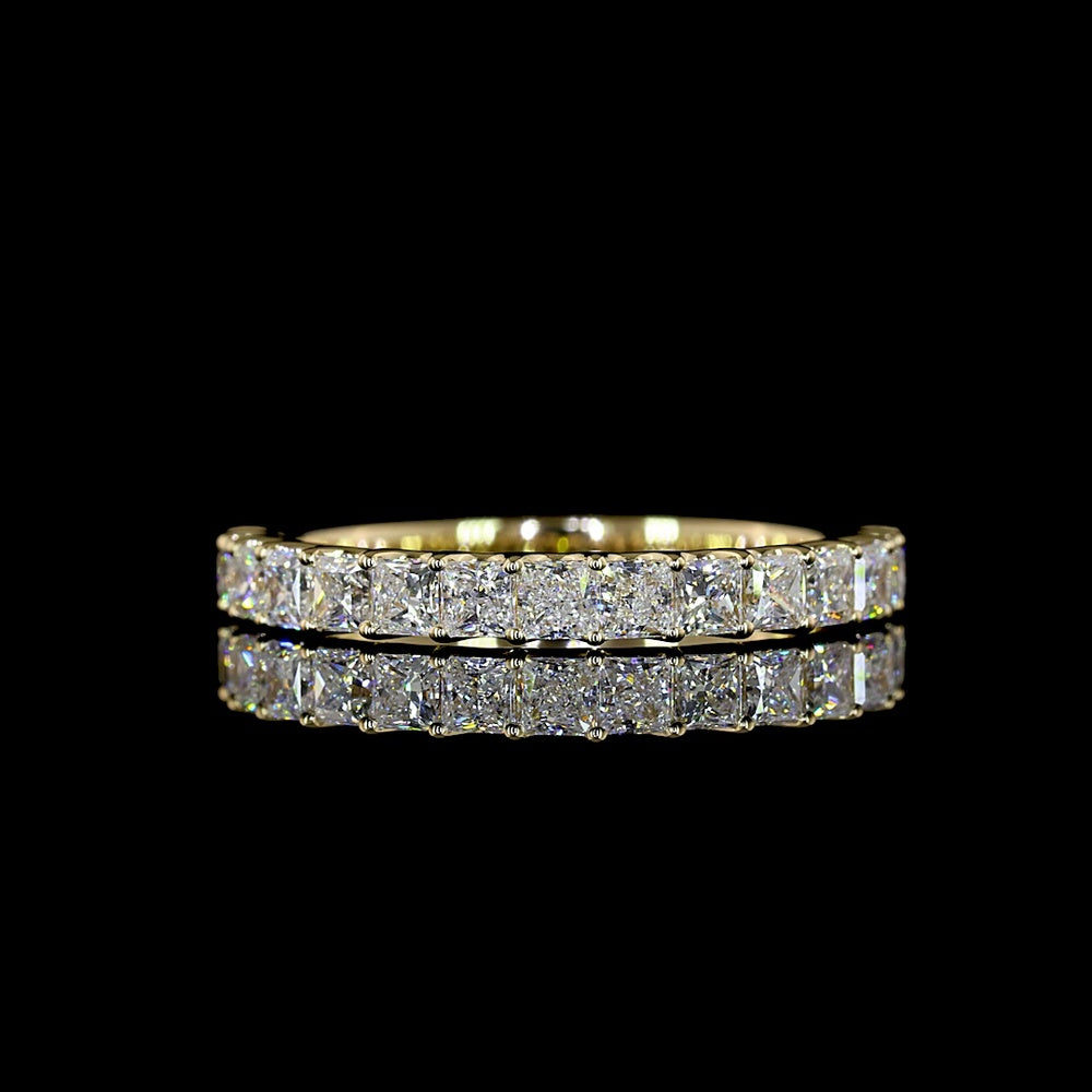 14K Yellow Gold Half Eternity Band with Prong Set Princess Cut Lab Diamonds - 1.06 Carat Total Diamond Weight - Covaloro Fine Jewelry