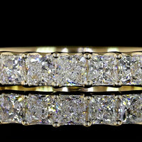 14K Yellow Gold Half Eternity Band with Prong Set Princess Cut Lab Diamonds - 1.06 Carat Total Diamond Weight - Covaloro Fine Jewelry