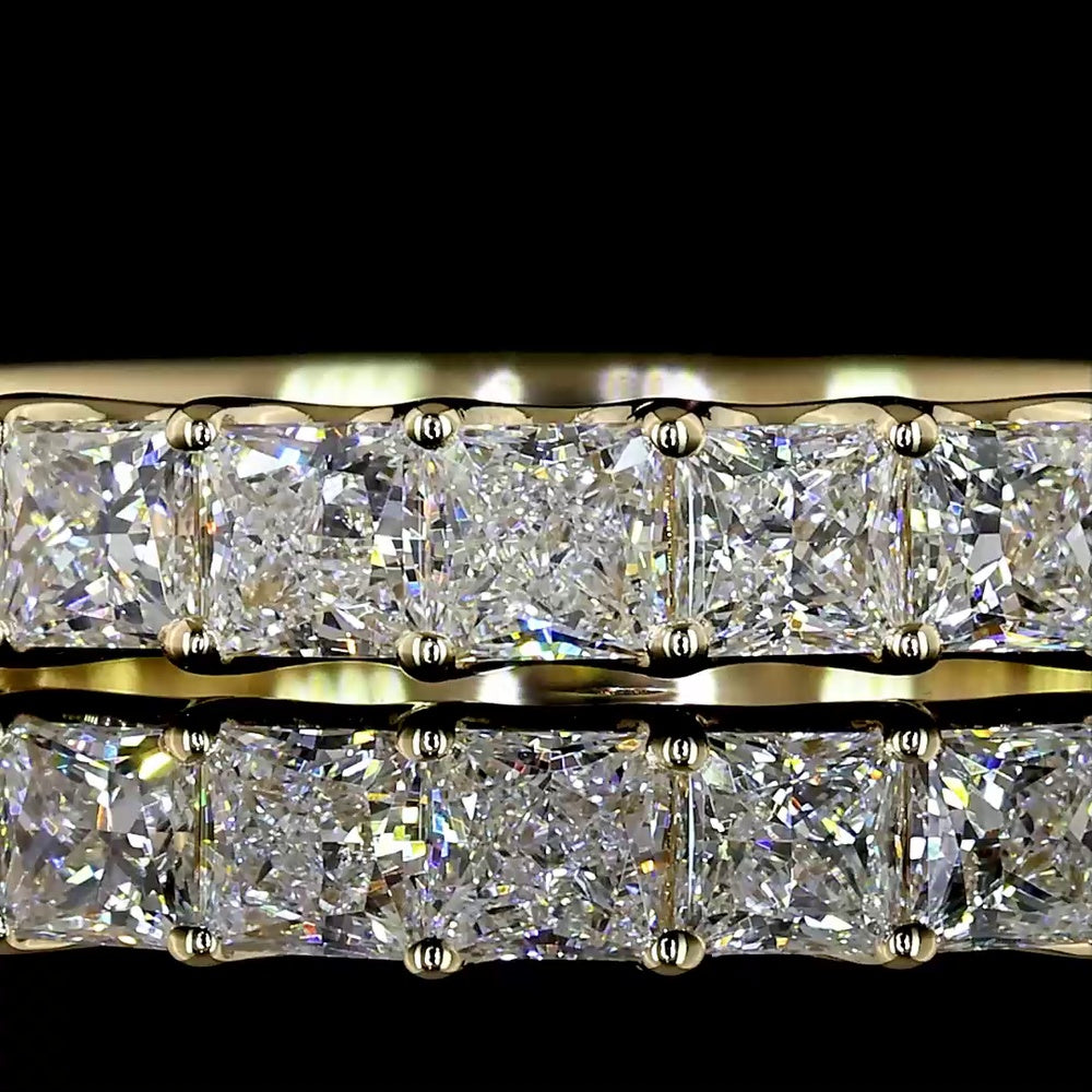 14K Yellow Gold Half Eternity Band with Prong Set Princess Cut Lab Diamonds - 1.06 Carat Total Diamond Weight - Covaloro Fine Jewelry
