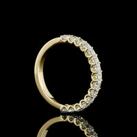 14K Yellow Gold Half Eternity Band with Prong Set Princess Cut Lab Diamonds - 1.06 Carat Total Diamond Weight - Covaloro Fine Jewelry