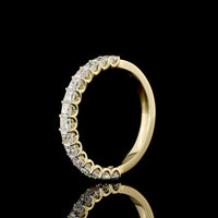 14K Yellow Gold Half Eternity Band with Prong Set Princess Cut Lab Diamonds - 1.06 Carat Total Diamond Weight - Covaloro Fine Jewelry