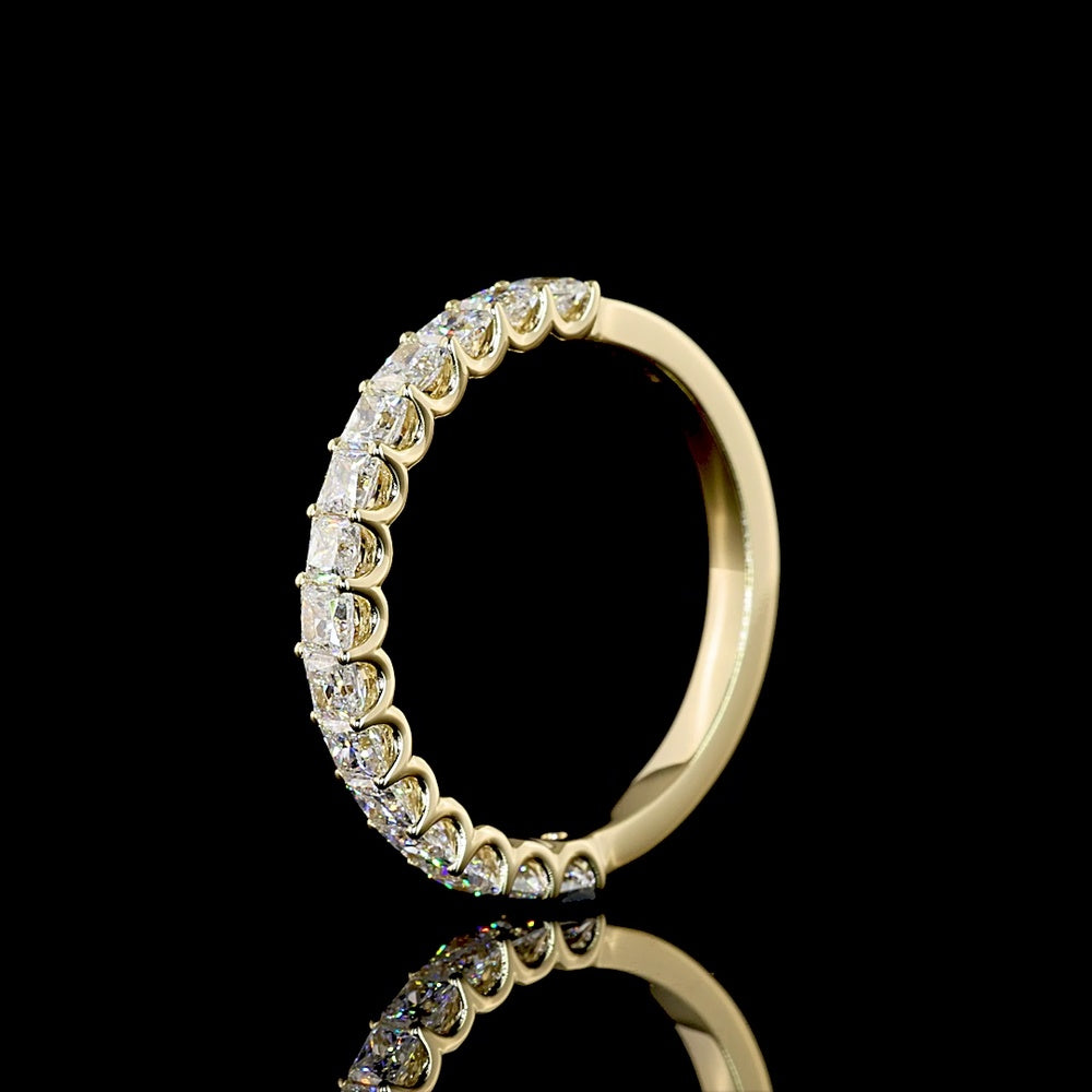 14K Yellow Gold Half Eternity Band with Prong Set Princess Cut Lab Diamonds - 1.06 Carat Total Diamond Weight - Covaloro Fine Jewelry