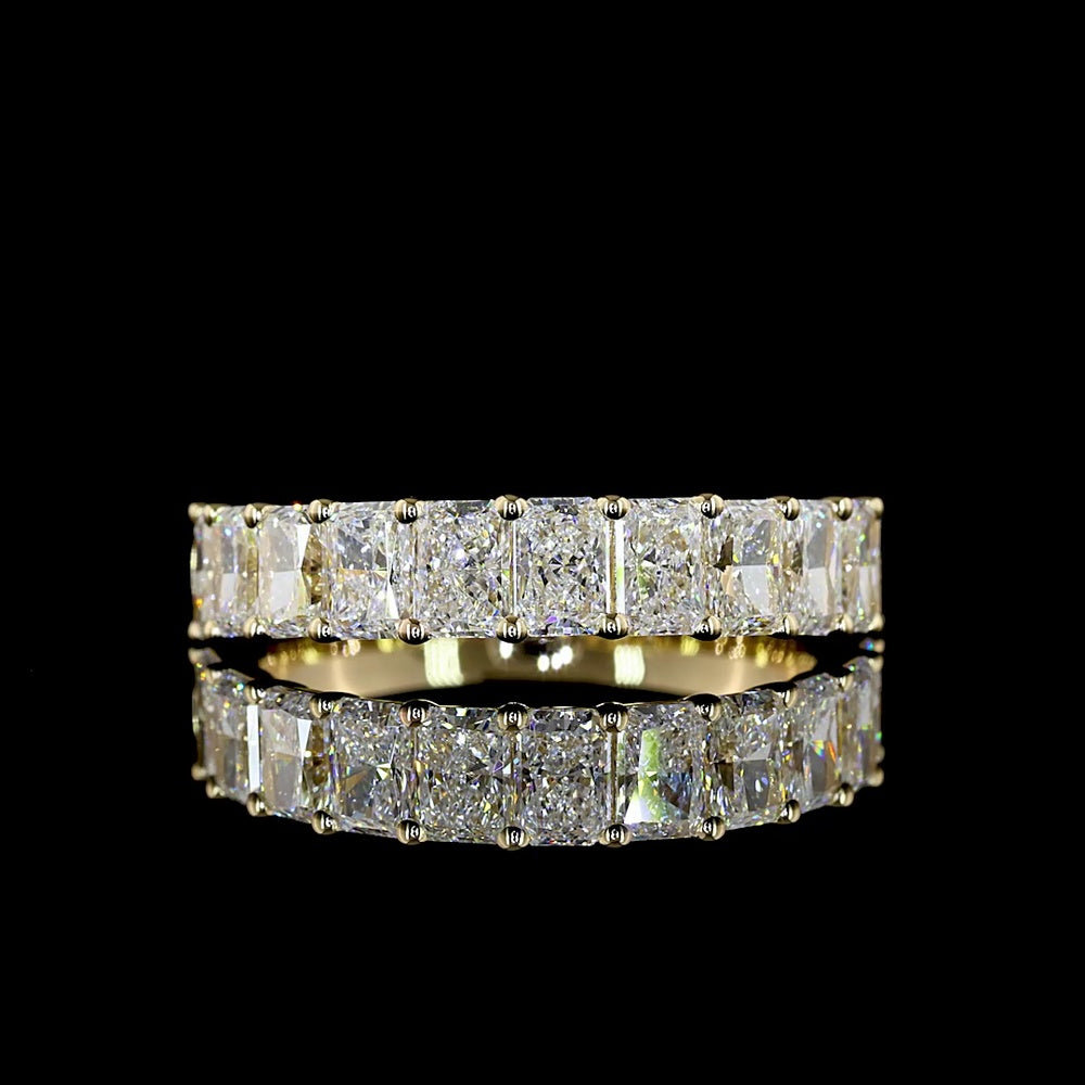 14K Yellow Gold Half Eternity Band with Prong Set Radiant Cut Lab Diamonds - 1.98 Carat Total Diamond Weight, E-F Color VS1 Clarity - Covaloro Fine Jewelry