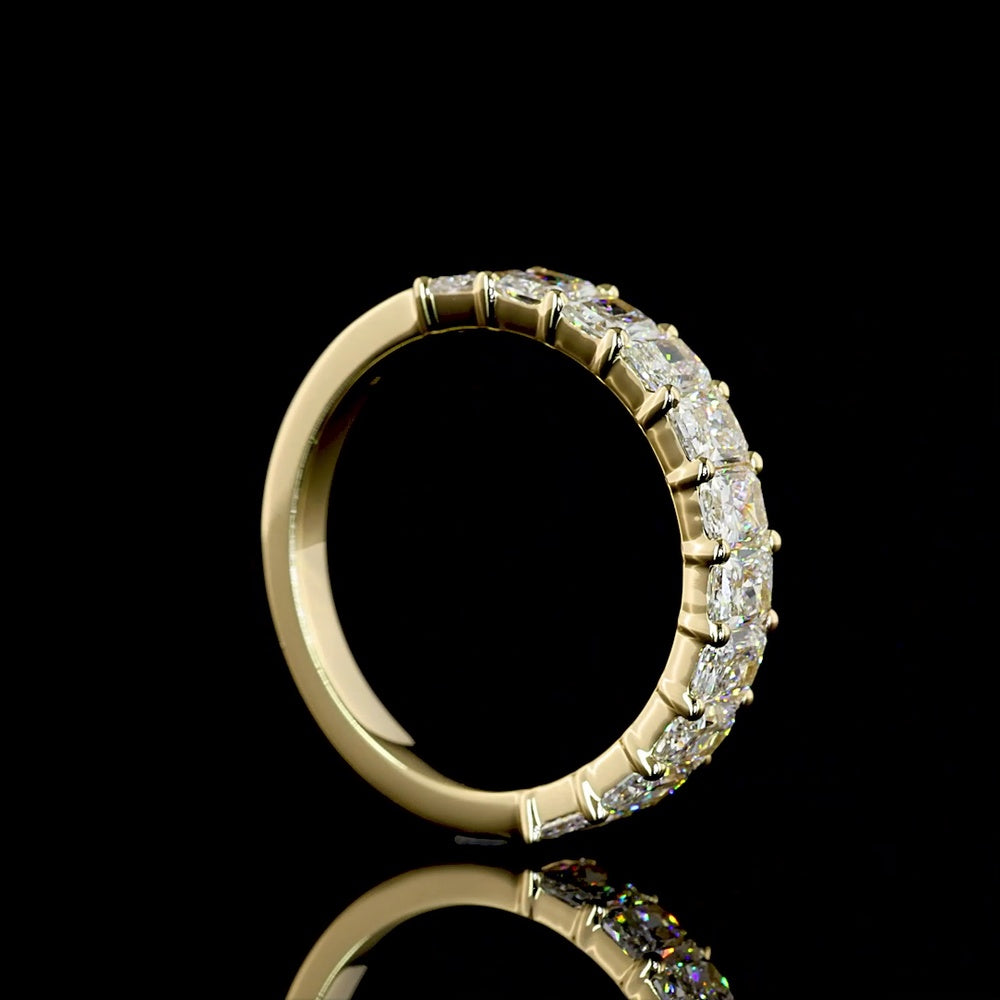 14K Yellow Gold Half Eternity Band with Prong Set Radiant Cut Lab Diamonds - 1.98 Carat Total Diamond Weight, E-F Color VS1 Clarity - Covaloro Fine Jewelry