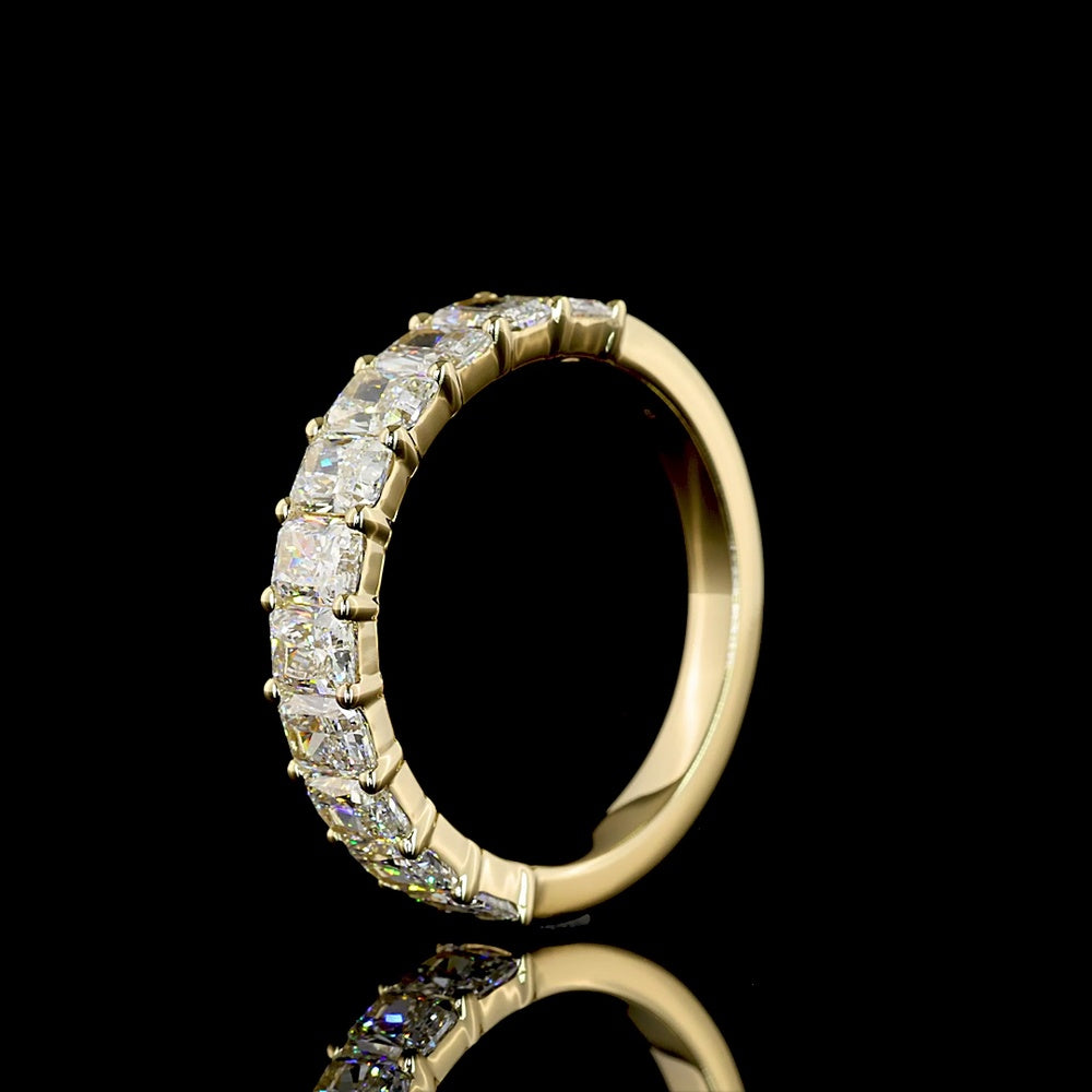14K Yellow Gold Half Eternity Band with Prong Set Radiant Cut Lab Diamonds - 1.98 Carat Total Diamond Weight, E-F Color VS1 Clarity - Covaloro Fine Jewelry