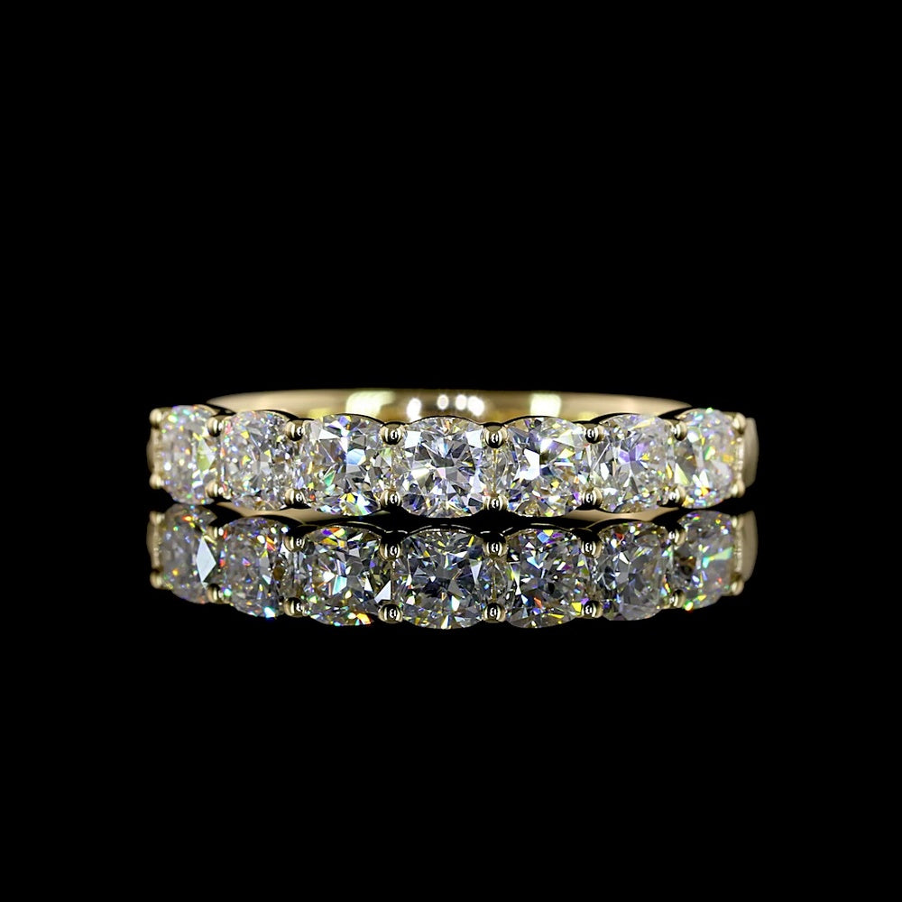 14K Yellow Gold Half Eternity Band with Square Cushion Brilliant Cut Lab-Grown Diamonds - 1.11 Carat Total Weight, 7 Stones, E-F Color, VS Clarity - Covaloro Fine Jewelry