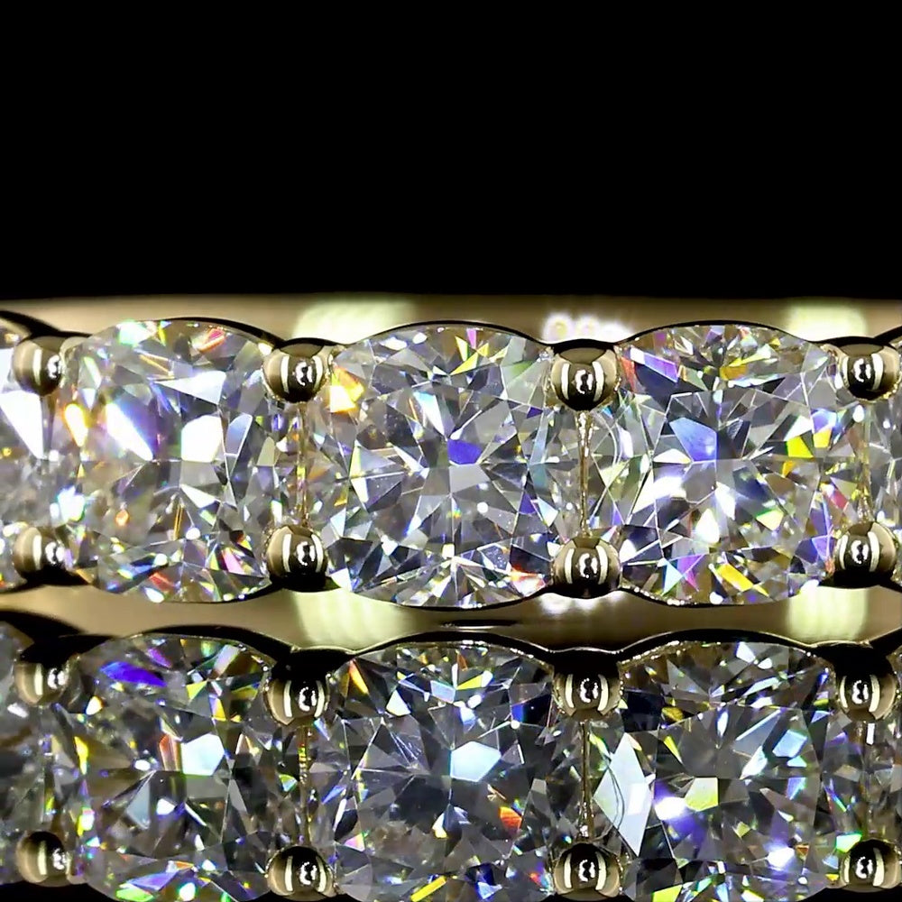 14K Yellow Gold Half Eternity Band with Square Cushion Brilliant Cut Lab-Grown Diamonds - 1.11 Carat Total Weight, 7 Stones, E-F Color, VS Clarity - Covaloro Fine Jewelry