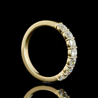 14K Yellow Gold Half Eternity Band with Square Cushion Brilliant Cut Lab-Grown Diamonds - 1.11 Carat Total Weight, 7 Stones, E-F Color, VS Clarity - Covaloro Fine Jewelry
