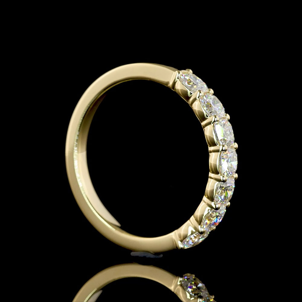 14K Yellow Gold Half Eternity Band with Square Cushion Brilliant Cut Lab-Grown Diamonds - 1.11 Carat Total Weight, 7 Stones, E-F Color, VS Clarity - Covaloro Fine Jewelry