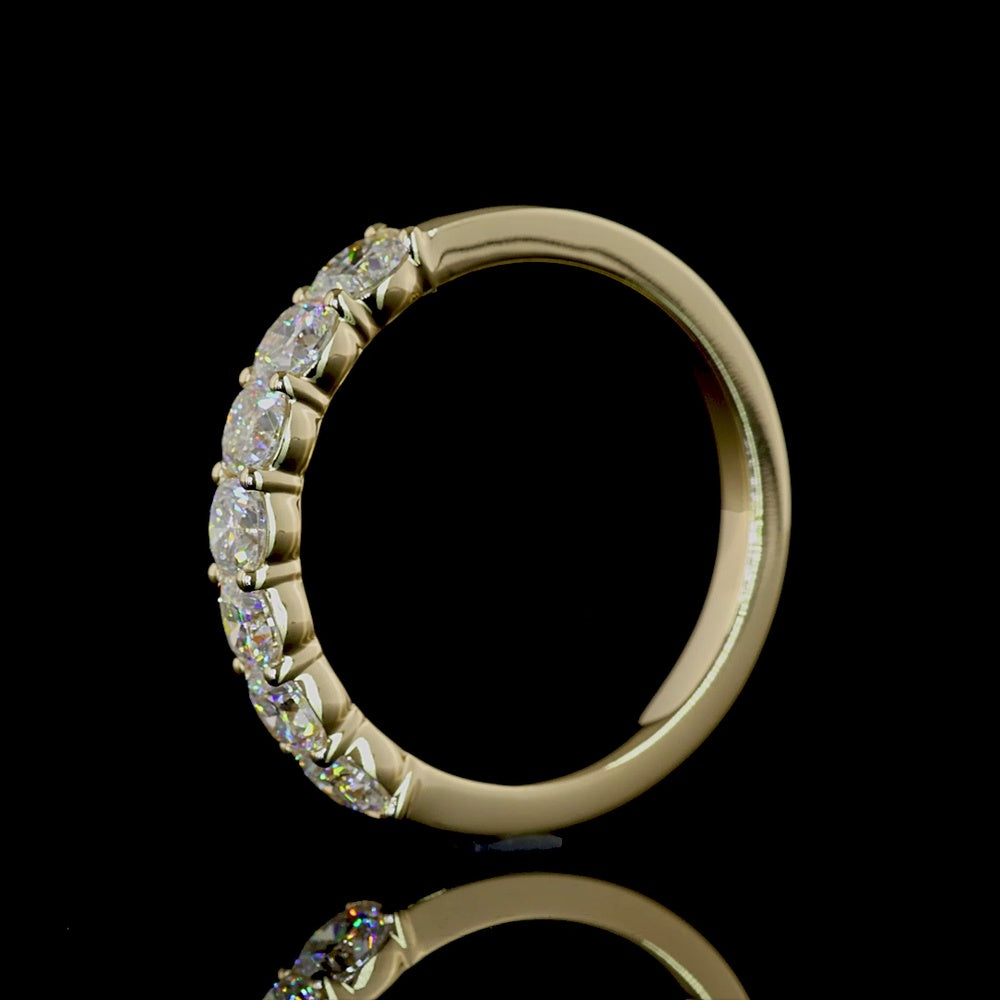 14K Yellow Gold Half Eternity Band with Square Cushion Brilliant Cut Lab-Grown Diamonds - 1.11 Carat Total Weight, 7 Stones, E-F Color, VS Clarity - Covaloro Fine Jewelry