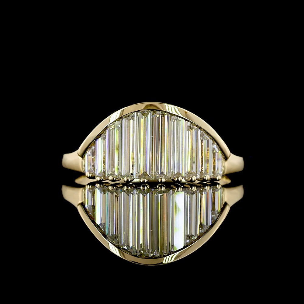 14K Yellow Gold Half Eternity Band with Tapered Baguette Lab Diamonds - 1.19 Carat Total Weight - Covaloro Fine Jewelry