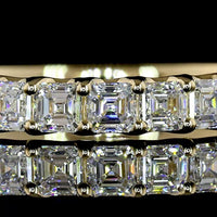 14K Yellow Gold Half Eternity Band with U-Prong Set Asscher Cut Lab Diamonds - 0.99 Carat Total Diamond Weight - Covaloro Fine Jewelry