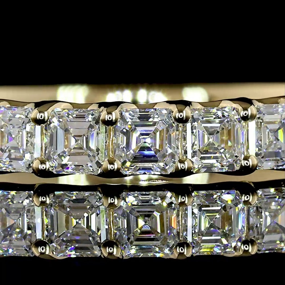 14K Yellow Gold Half Eternity Band with U-Prong Set Asscher Cut Lab Diamonds - 0.99 Carat Total Diamond Weight - Covaloro Fine Jewelry