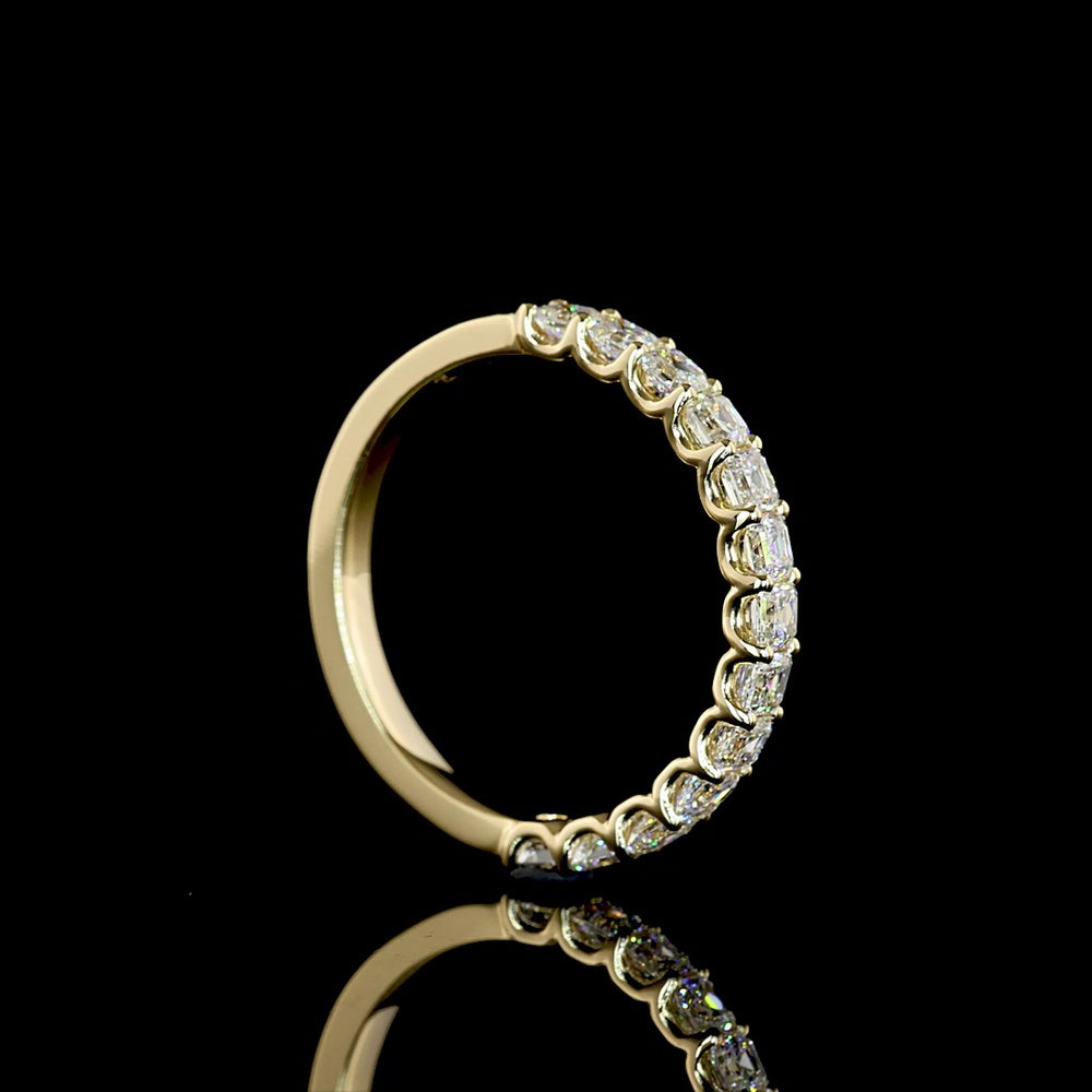 14K Yellow Gold Half Eternity Band with U-Prong Set Asscher Cut Lab Diamonds - 0.99 Carat Total Diamond Weight - Covaloro Fine Jewelry