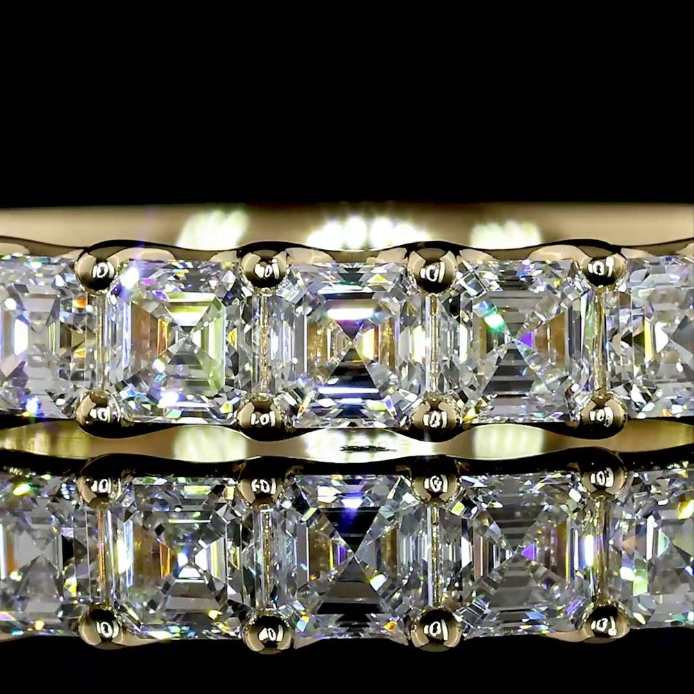 14K Yellow Gold Half Eternity Band with U-Prong Set Asscher Cut Lab Diamonds - 1.11 Carats Total Diamond Weight - Covaloro Fine Jewelry