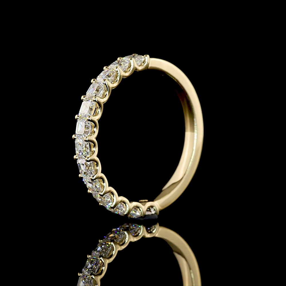 14K Yellow Gold Half Eternity Band with U-Prong Set Asscher Cut Lab Diamonds - 1.11 Carats Total Diamond Weight - Covaloro Fine Jewelry