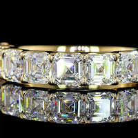 14K Yellow Gold Half Eternity Band with U-Prong Set Asscher Cut Lab Diamonds - 3.17 Carats Total Diamond Weight - Covaloro Fine Jewelry
