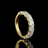 14K Yellow Gold Half Eternity Band with U-Prong Set Asscher Cut Lab Diamonds - 3.17 Carats Total Diamond Weight - Covaloro Fine Jewelry