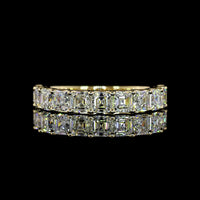 14K Yellow Gold Half Eternity Band with U-Prong Set Asscher Cut Natural Diamonds - 2.12 Carat Total Diamond Weight - Covaloro Fine Jewelry