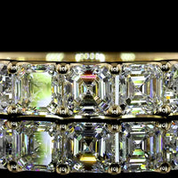 14K Yellow Gold Half Eternity Band with U-Prong Set Asscher Cut Natural Diamonds - 2.12 Carat Total Diamond Weight - Covaloro Fine Jewelry