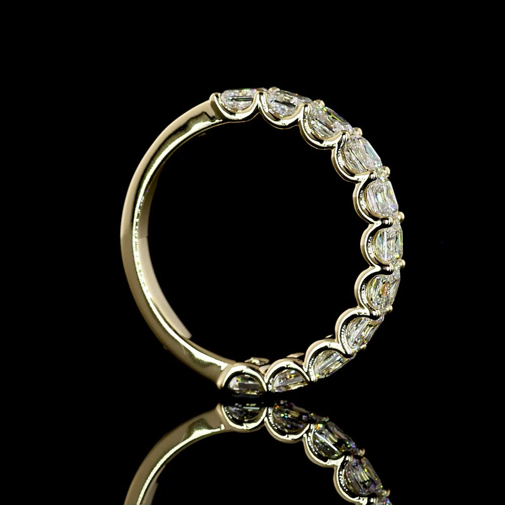 14K Yellow Gold Half Eternity Band with U-Prong Set Asscher Cut Natural Diamonds - 2.12 Carat Total Diamond Weight - Covaloro Fine Jewelry