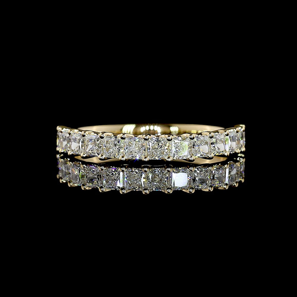 14K Yellow Gold Half Eternity Band with U-Prong Set Princess Cut Lab Diamonds - 1.00 Carats Total Diamond Weight - Covaloro Fine Jewelry