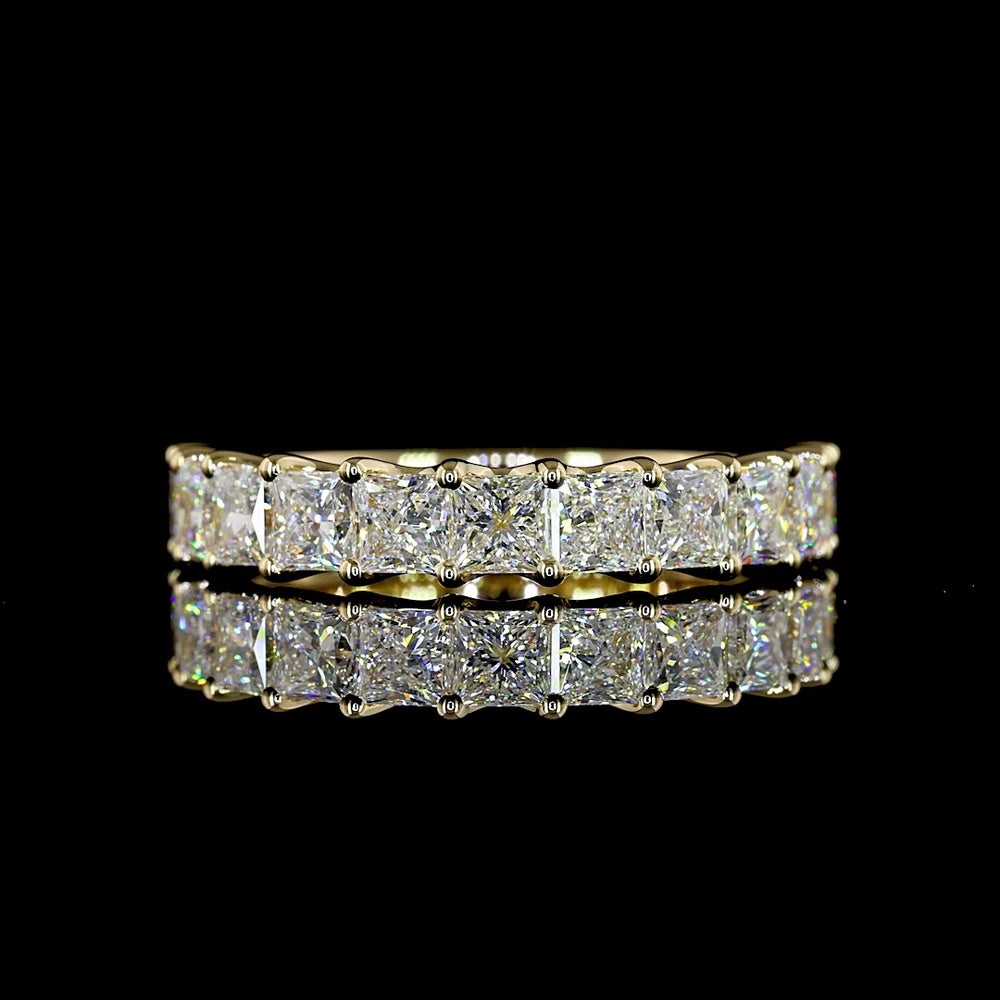14K Yellow Gold Half Eternity Band with U-Prong Set Princess Cut Lab Diamonds - 2.03 Carat Total Diamond Weight - Covaloro Fine Jewelry