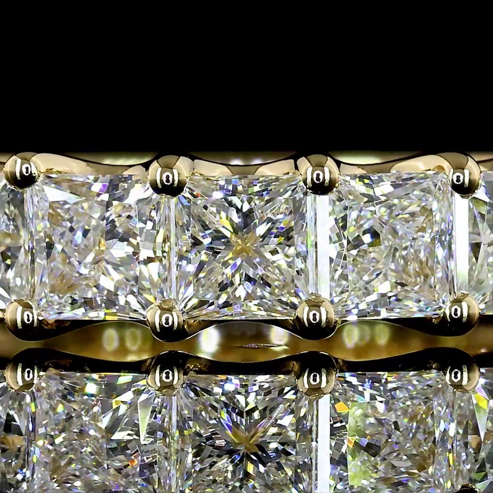14K Yellow Gold Half Eternity Band with U-Prong Set Princess Cut Lab Diamonds - 2.03 Carat Total Diamond Weight - Covaloro Fine Jewelry