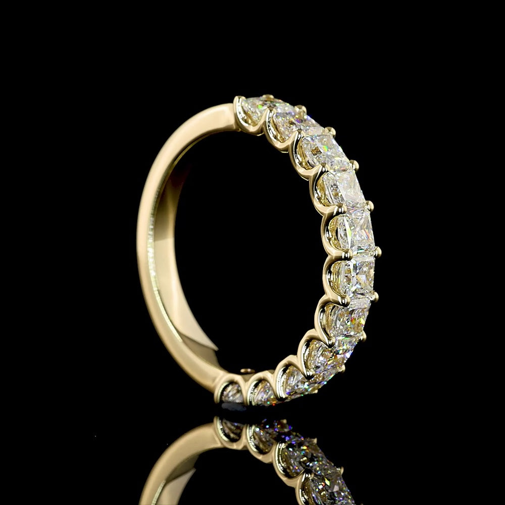 14K Yellow Gold Half Eternity Band with U-Prong Set Princess Cut Lab Diamonds - 2.03 Carat Total Diamond Weight - Covaloro Fine Jewelry