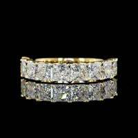 14K Yellow Gold Half Eternity Band with U-Prong Set Princess Cut Lab Diamonds - 3.09 Carats Total Diamond Weight - Covaloro Fine Jewelry
