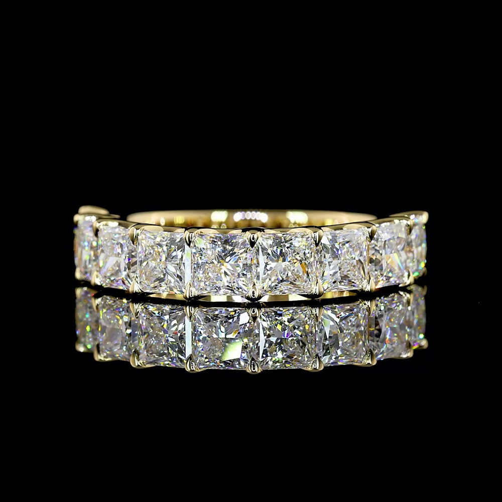 14K Yellow Gold Half Eternity Band with U-Prong Set Princess Cut Lab Diamonds - 3.09 Carats Total Diamond Weight - Covaloro Fine Jewelry