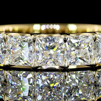 14K Yellow Gold Half Eternity Band with U-Prong Set Princess Cut Lab Diamonds - 3.09 Carats Total Diamond Weight - Covaloro Fine Jewelry