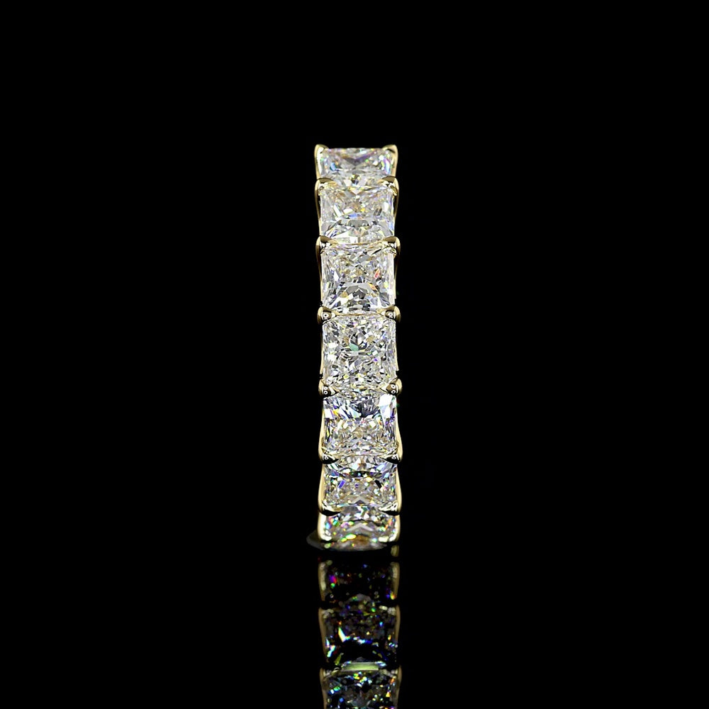 14K Yellow Gold Half Eternity Band with U-Prong Set Princess Cut Lab Diamonds - 3.09 Carats Total Diamond Weight - Covaloro Fine Jewelry