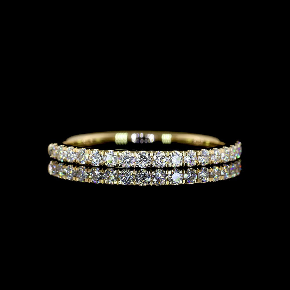 14K Yellow Gold Half Eternity Band with U-Prong Set Round Lab Diamonds - 0.29 Carat Total Diamond Weight - Covaloro Fine Jewelry