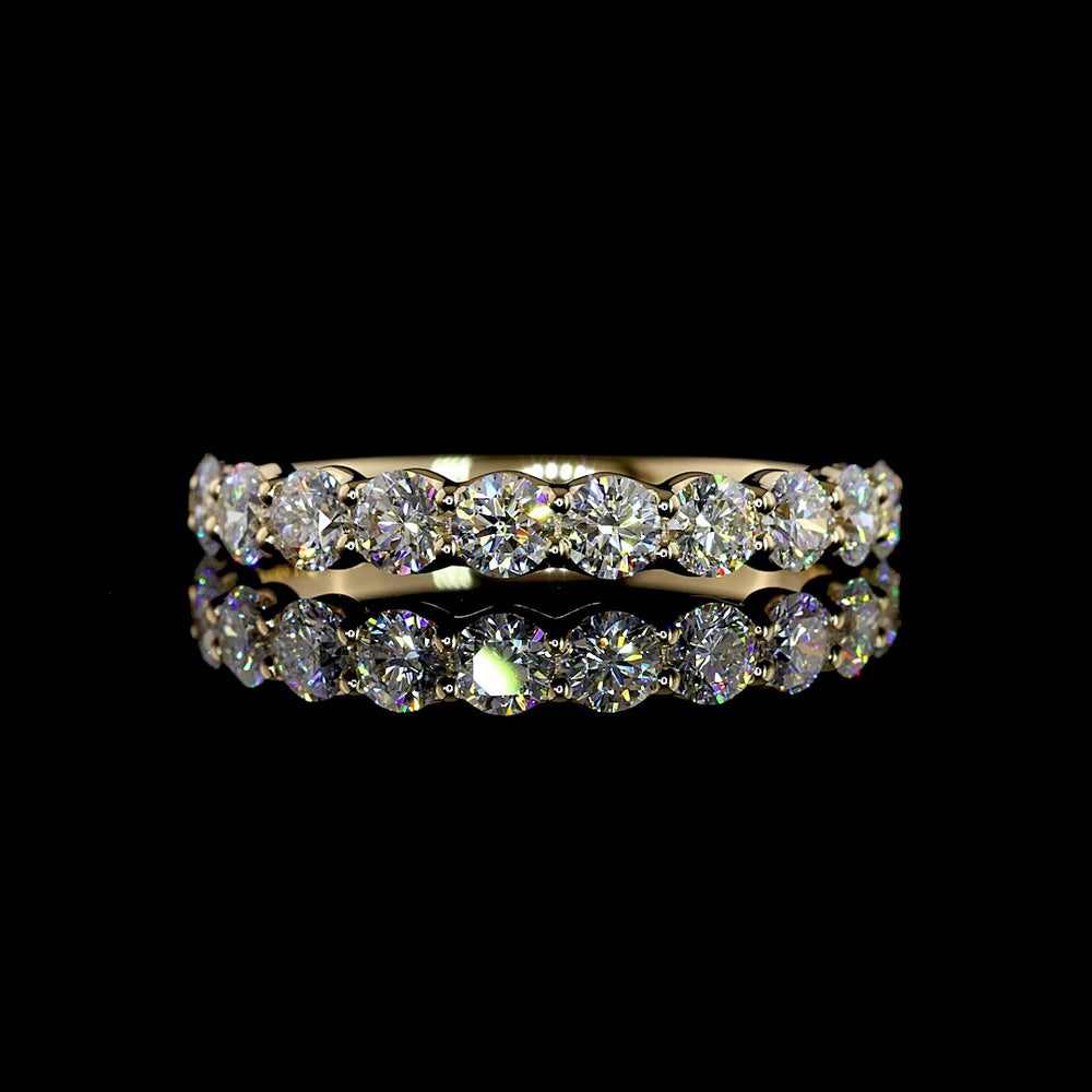 14K Yellow Gold Half Eternity Band with U-Prong Set Round Lab Diamonds - 1.00 Carat Total Diamond Weight - Covaloro Fine Jewelry