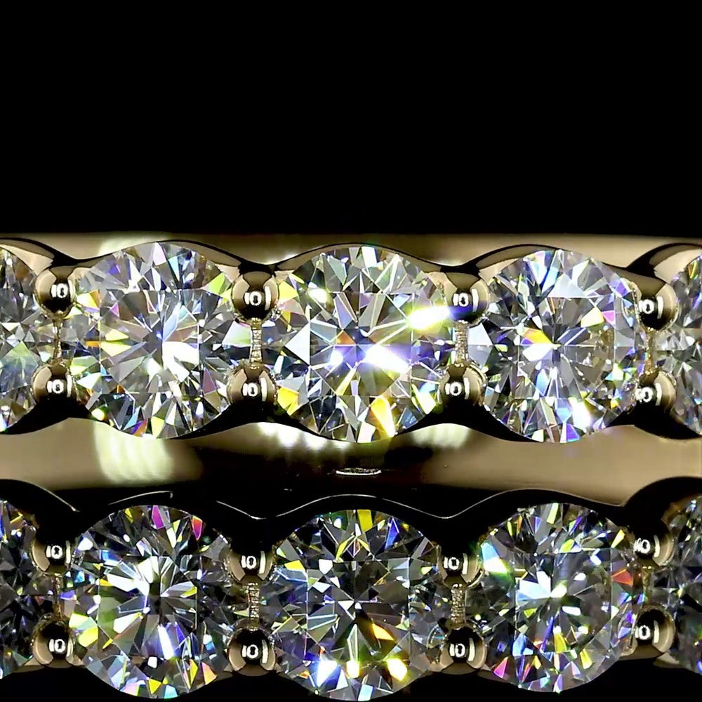 14K Yellow Gold Half Eternity Band with U-Prong Set Round Lab Diamonds - 1.00 Carat Total Diamond Weight - Covaloro Fine Jewelry