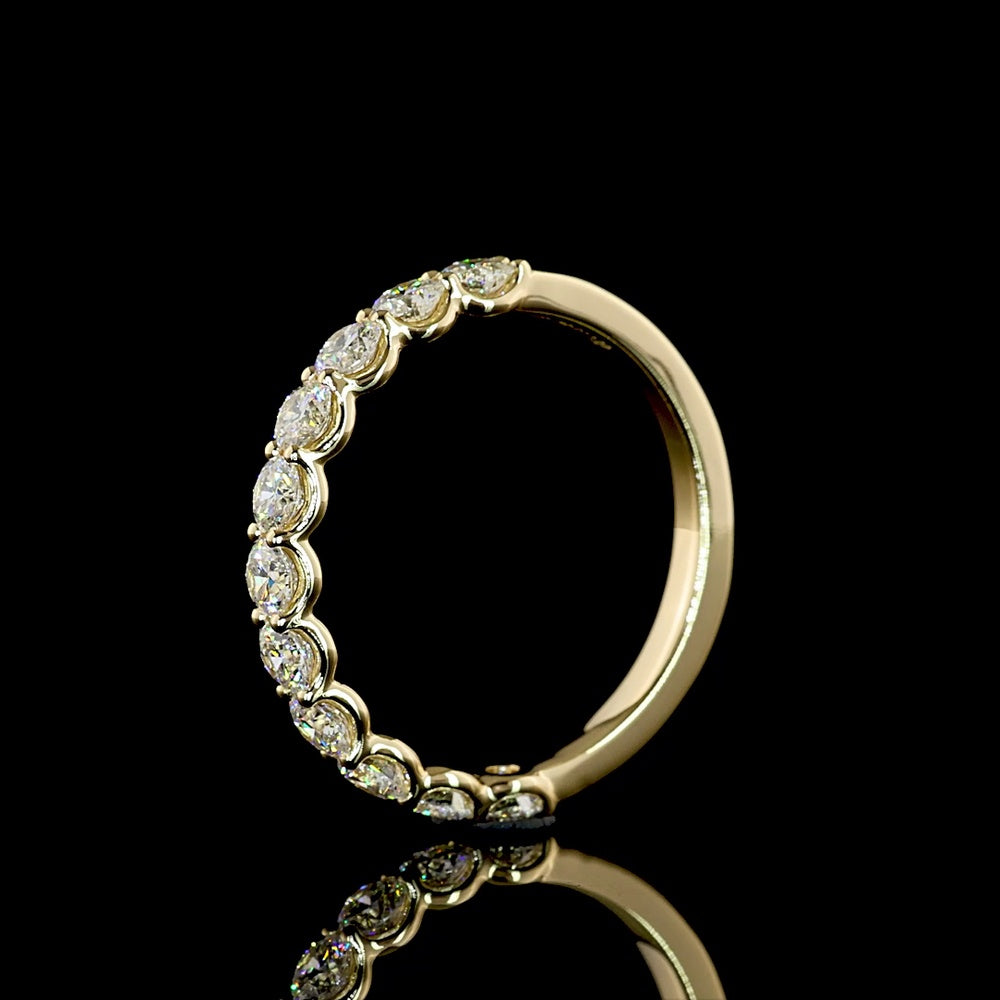 14K Yellow Gold Half Eternity Band with U-Prong Set Round Lab Diamonds - 1.00 Carat Total Diamond Weight - Covaloro Fine Jewelry