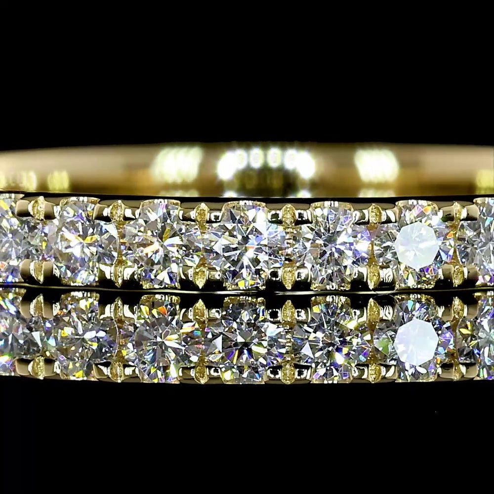 14K Yellow Gold Half Eternity Ring with Bezel Set Round Lab-Grown Diamonds - 0.36 Carat Total Weight - Covaloro Fine Jewelry