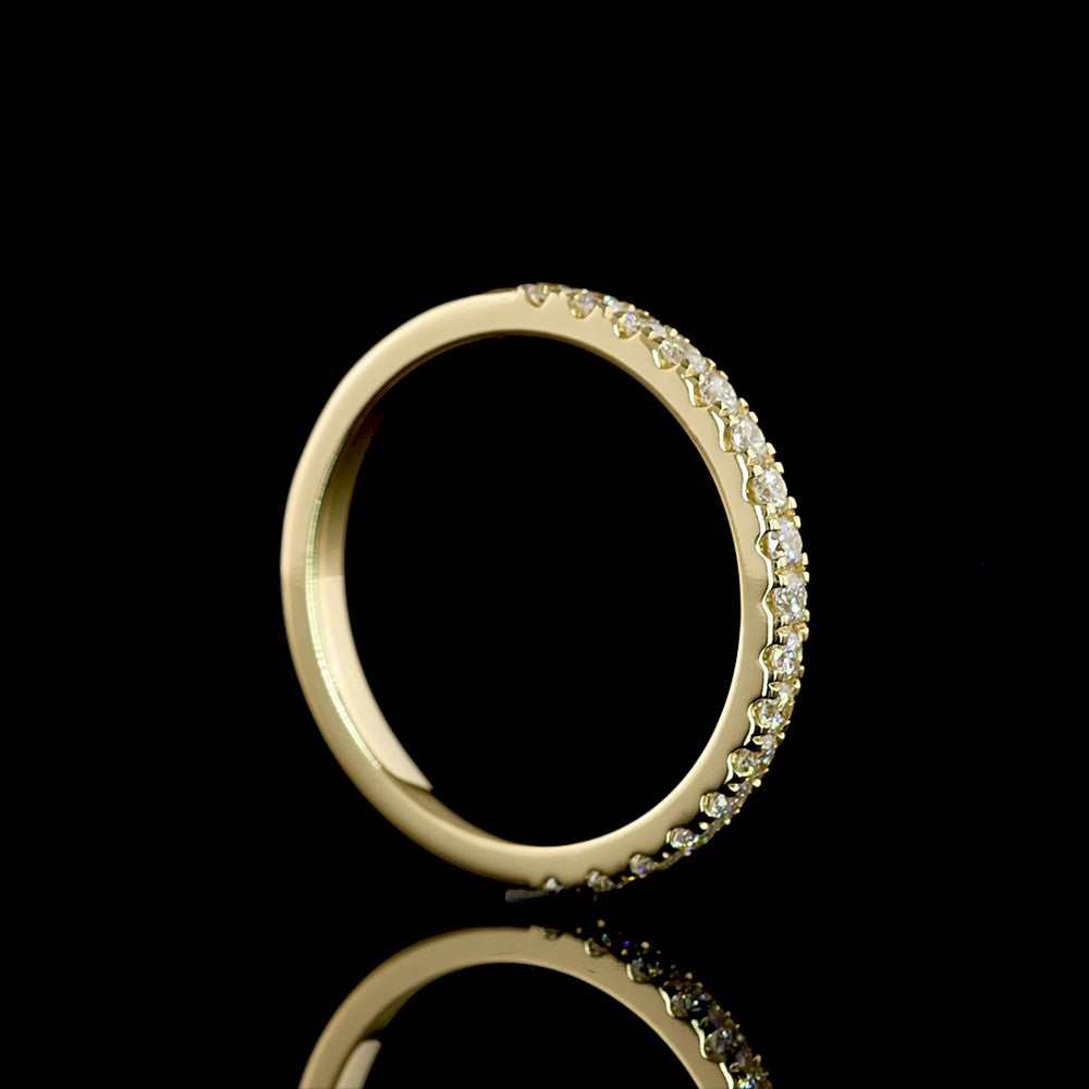 14K Yellow Gold Half Eternity Ring with Bezel Set Round Lab-Grown Diamonds - 0.36 Carat Total Weight - Covaloro Fine Jewelry