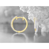 14K Yellow Gold Half-Hoop Earrings with Round Cut Diamonds - 0.42 Carat Total Diamond Weight - Royal Jewelry